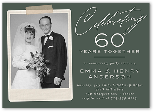 Timeless Team Wedding Anniversary Invitation, Green, 5x7 Flat, Matte, Signature Smooth Cardstock, Square