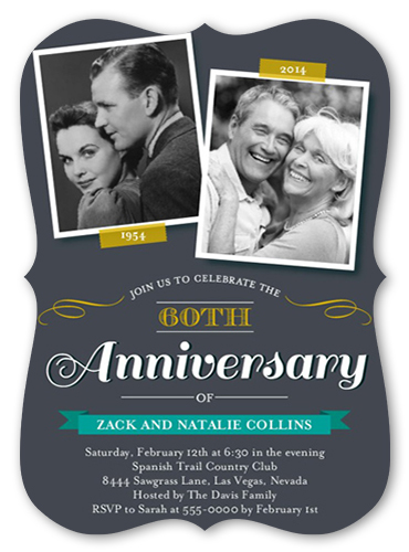 Sweet Times Wedding Anniversary Invitation, Grey, Matte, Signature Smooth Cardstock, Bracket