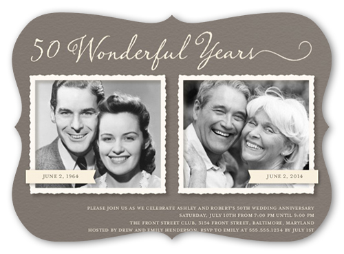 Romance Remembered Wedding Anniversary Invitation, Brown, Matte, Signature Smooth Cardstock, Bracket