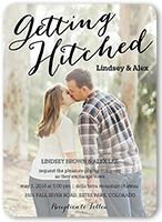 hitched script wedding invitation 5x7 flat