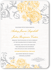 antique rose scrolls wedding invitation