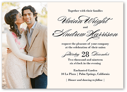 Grandeur Affair Wedding Invitation, Beige, 5x7 Flat, Pearl Shimmer Cardstock, Square
