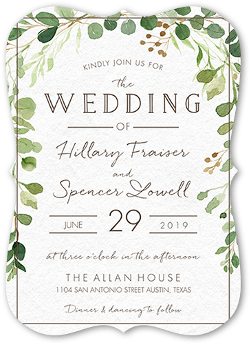 Botanical Union Wedding Invitation, Beige, 5x7, Pearl Shimmer Cardstock, Bracket