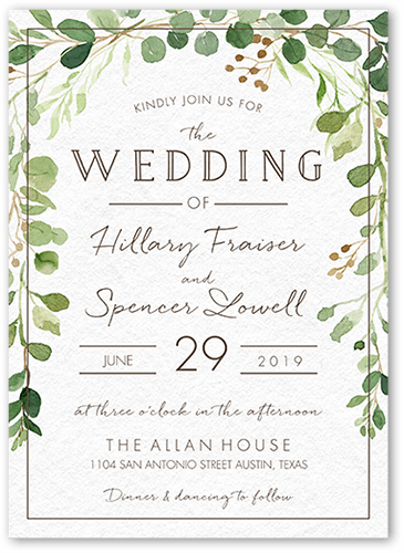 Botanical Union Wedding Invitation, Beige, 5x7 Flat, Matte, Signature Smooth Cardstock, Square