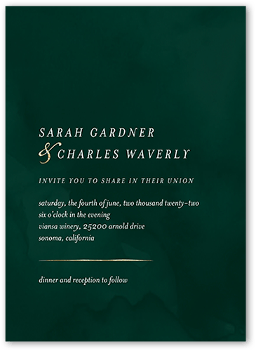 Gentle Texture Wedding Invitation, Green, 5x7 Flat, Standard Smooth Cardstock, Square, Kale