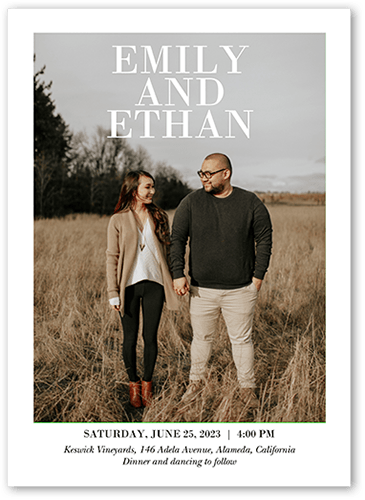 Clean Frame Wedding Invitation, White, 5x7 Flat, Matte, Signature Smooth Cardstock, Square