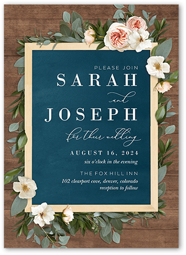 Bohemian Flowers Wedding Invitation, Brown, 5x7, Matte, Signature Smooth Cardstock, Square
