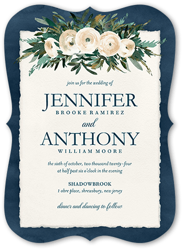 Rustic Borders Wedding Invitation, Blue, none, 5x7, Matte, Signature Smooth Cardstock, Bracket