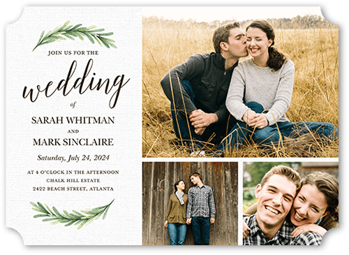 Arched Greenery Wedding Invitation, Gray, 5x7 Flat, Pearl Shimmer Cardstock, Ticket