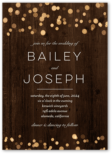Rustic Shimmer Wedding Invitation, Brown, 5x7, Matte, Signature Smooth Cardstock, Square