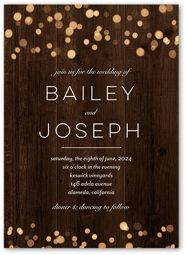 Rustic Shimmer Wedding Invitation, Brown, 5x7 Flat, Luxe Double-Thick Cardstock, Square