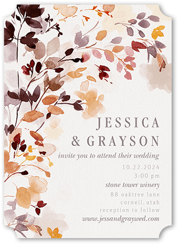 Wild Watercolor Wedding Invitation, Brown, 5x7 Flat, Matte, Signature Smooth Cardstock, Ticket