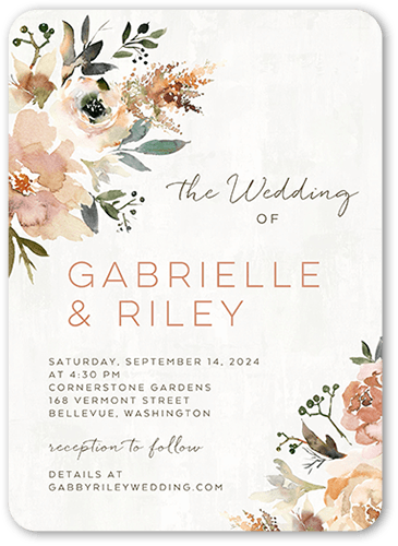 Painted Promise Wedding Invitation, Beige, 5x7 Flat, Matte, Signature Smooth Cardstock, Rounded