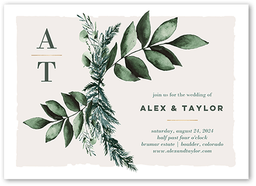 Rehearsal Bough Wedding Invitation, none, White, 5x7 Flat, Standard Smooth Cardstock, Square, White