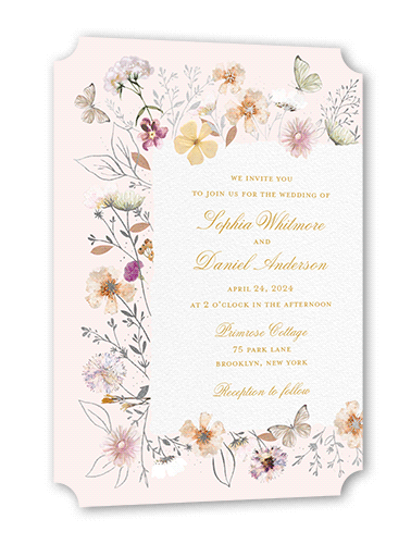 Fairy Tale Wedding Wedding Invitation, Pink, Silver Foil, 5x7, Pearl Shimmer Cardstock, Ticket