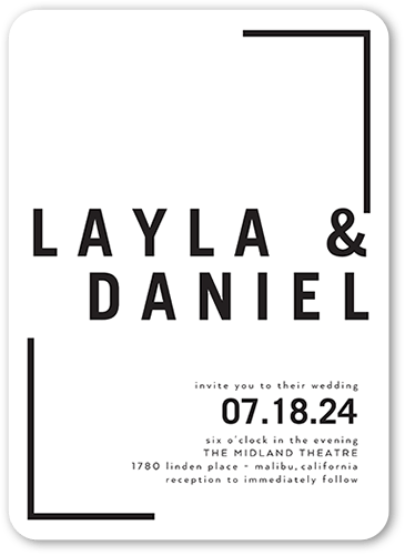 Modern And Minimal Wedding Invitation, White, 5x7 Flat, Pearl Shimmer Cardstock, Rounded, White