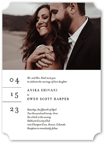 Simple And Stylish Wedding Invitation, White, 5x7 Flat, Matte, Signature Smooth Cardstock, Ticket