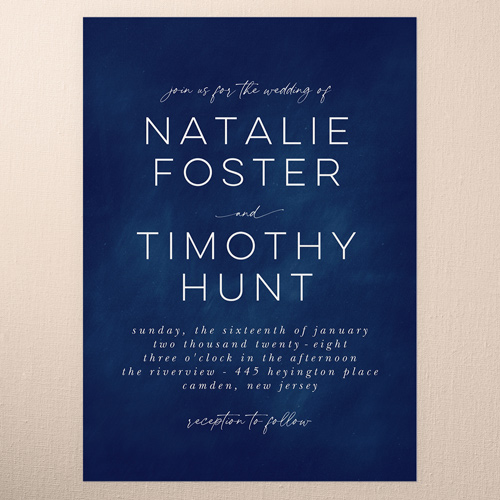 Cloudy Tints Wedding Invitation, Blue, 5x7 Flat, Pearl Shimmer Cardstock, Square, Imperial