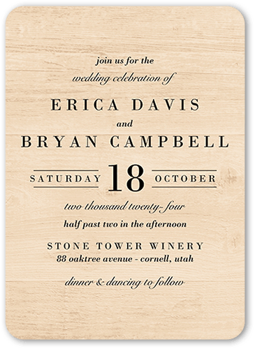 Shiplap Wood Wedding Invitation, Beige, 5x7, Standard Smooth Cardstock, Rounded