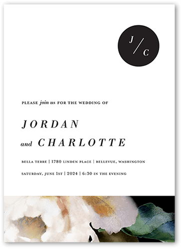 Modern Style Wedding Invitation, White, 5x7, Pearl Shimmer Cardstock, Square