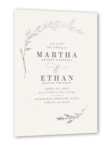Spectacular Spruce Wedding Invitation, Silver Foil, Beige, 5x7 Flat, Matte, Signature Smooth Cardstock, Square