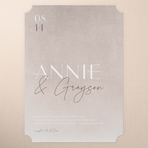 Modern Grace Wedding Invitation, Pink, 5x7 Flat, Pearl Shimmer Cardstock, Ticket