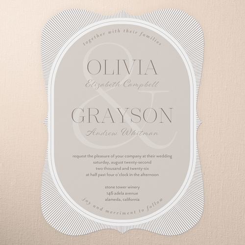 Grand Ampersand Wedding Invitation, Brown, 5x7 Flat, Pearl Shimmer Cardstock, Bracket