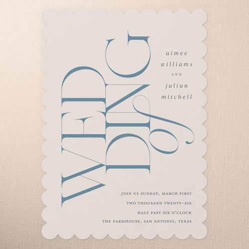 Simple Serenity Wedding Invitation, Beige, 5x7 Flat, Pearl Shimmer Cardstock, Scallop