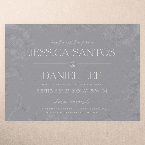 Touch Of Elegance Wedding Invitation, Gray, 5x7 Flat, Matte, Signature Smooth Cardstock, Square