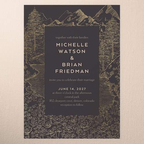 Alpine Affection Wedding Invitation, Gray, 5x7 Flat, Pearl Shimmer Cardstock, Square