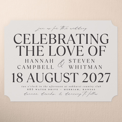 Official Headlines Wedding Invitation, Beige, 5x7 Flat, Pearl Shimmer Cardstock, Ticket