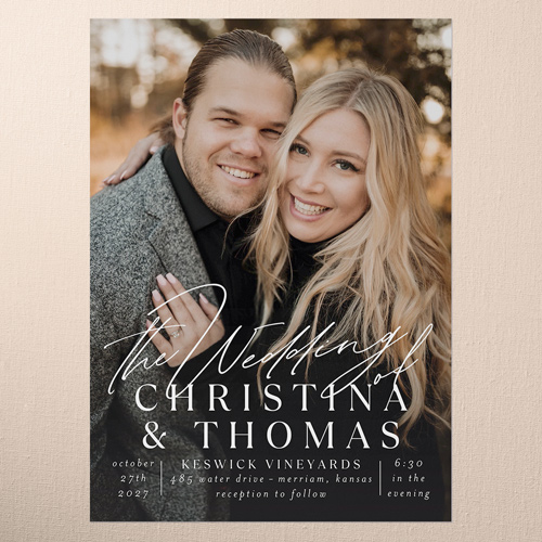 Timeless Typeface Wedding Invitation, White, none, 5x7 Flat, 100% Recycled Cardstock , Square, White