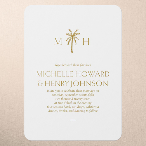 Editable Icon Wedding Invitation, Yellow, 5x7 Flat, Write Your Own, 100% Recycled Cardstock , Rounded, Mustard