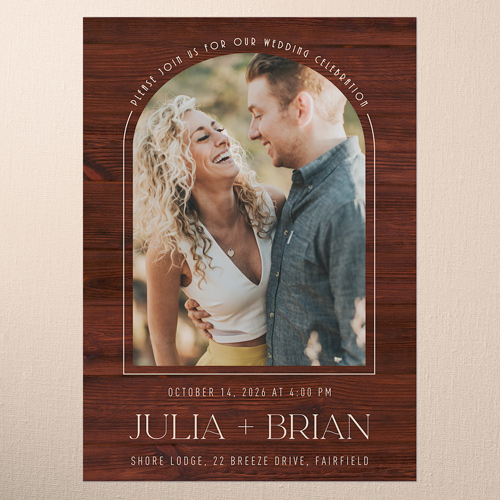 Timber Ties Wedding Invitation, Purple, 5x7 Flat, Matte, Signature Smooth Cardstock, Square, Merlot