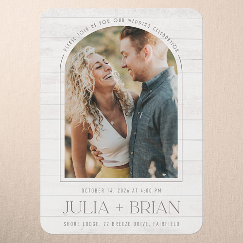 Timber Ties Wedding Invitation, White, 5x7 Flat, Standard Smooth Cardstock, Rounded, White