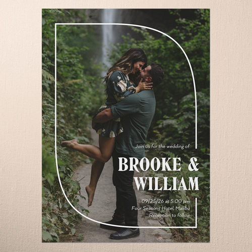 Modern Cutout Wedding Invitation, White, none, 5x7 Flat, 100% Recycled Cardstock , Square