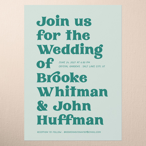 Enchanting Vows Wedding Invitation, Green, 5x7 Flat, Luxe Double-Thick Cardstock, Square