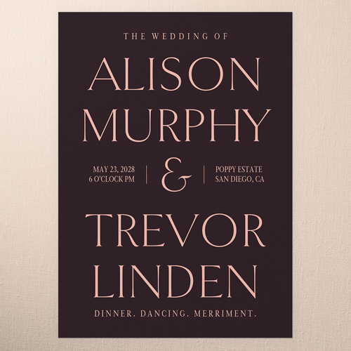 Romantic Garden Wedding Invitation, Purple, none, 5x7 Flat, Matte, Signature Smooth Cardstock, Square, Raisin