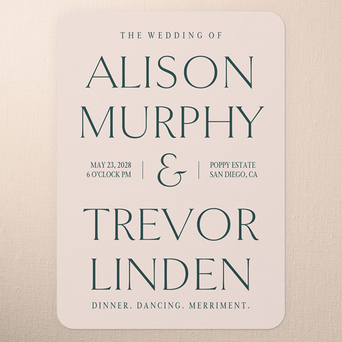 Romantic Garden Wedding Invitation, Pink, none, 5x7 Flat, Matte, Signature Smooth Cardstock, Rounded, Chenille