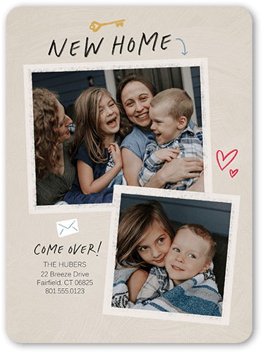 Homey Icons Moving Announcement, Beige, 6x8 Flat, Signature Smooth Cardstock, Rounded, Tan