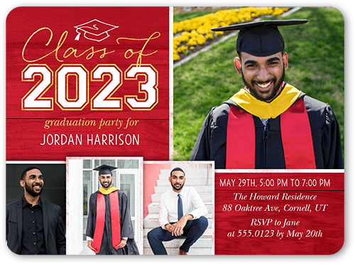 Simple Cap Gallery Graduation Invitation, none, Red, 6x8, Matte, Signature Smooth Cardstock, Rounded