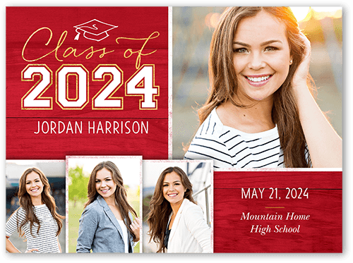 Simple Squares Class Graduation Announcement, none, Red, 6x8, Matte, Signature Smooth Cardstock, Square