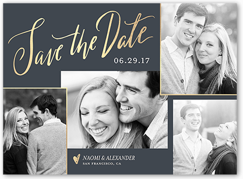 Luminous Collage Save The Date, Gray, 6x8 Flat, Matte, Pearl Shimmer Cardstock, Square, White