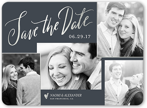 Luminous Collage Save The Date, Gray, 6x8, Matte, Signature Smooth Cardstock, Rounded