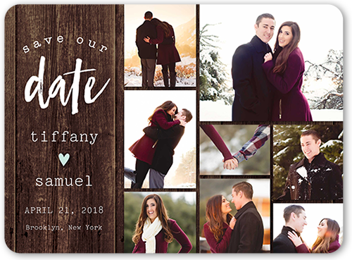 Our Journey Save The Date, Brown, 6x8 Flat, Pearl Shimmer Cardstock, Rounded, Chocolate