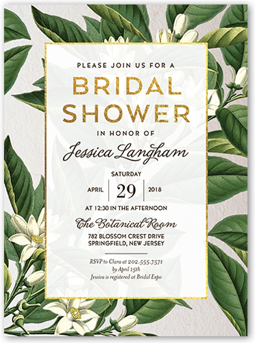 Botanical Dream Bridal Shower Invitation, Green, Pearl Shimmer Cardstock, Square