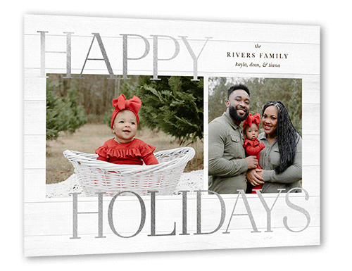 Rustic Foil Stamped Holiday Card, Silver Foil, White, 6x8 Flat, Holiday, Matte, Signature Smooth Cardstock, Square