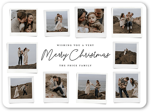 Polaroid Spread Holiday Card, White, 6x8 Flat, Christmas, 100% Recycled Cardstock , Rounded, White