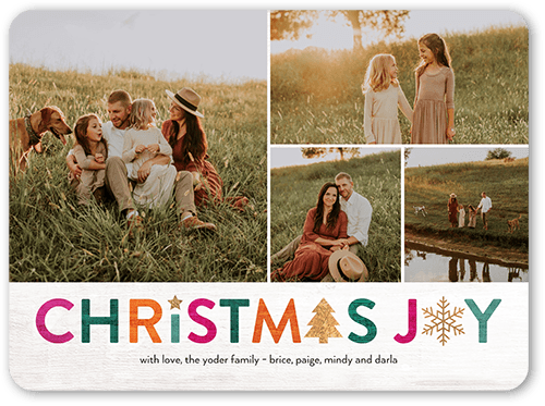 Rustic Winter Icons Holiday Card, White, 6x8 Flat, Christmas, Signature Smooth Cardstock, Rounded, White