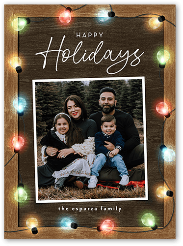 Colorful Bulb Lights Holiday Card, Brown, 6x8 Flat, Holiday, 100% Recycled Cardstock , Square, Brown